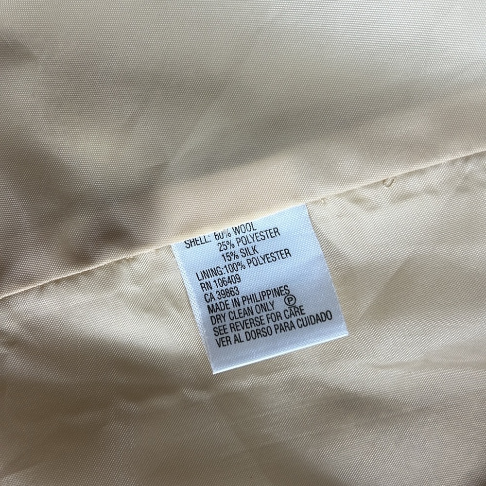 Antonio Melani Womens Size 12 Wool Silk Blend Herringbone Tan Cream Lined Jacket - Picture 11 of 15